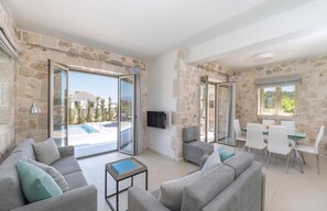 TV - Stylish Contemporary Villa with Spacious Terrace near Vathy Tavernas (Meganissi)