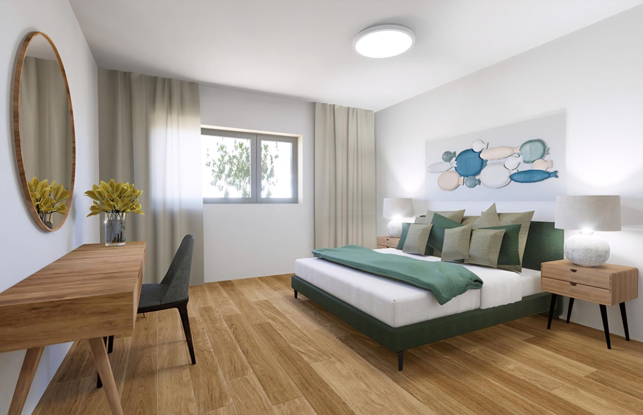 5 habitaciones y tabla de planchar con plancha 