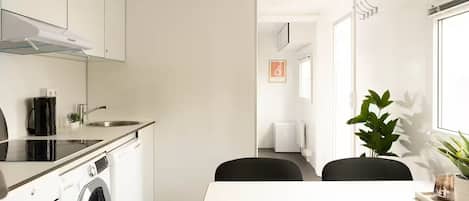 Economy Mobile Home, Mountain View | Private kitchen | Full-sized fridge, oven, dishwasher, cookware/dishes/utensils