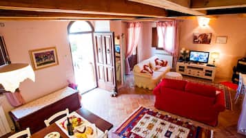 Télévision, cheminée, lecteur de DVD