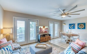 Signature Condo, 1 Bedroom, Balcony, Beach View | Living room | 55-inch Smart TV with cable channels - Grand Beach Resort 316 (Gulf Shores)