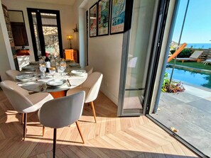Dining - Villa Petit Paradis, sea view, pool and spa in Beaulieu, between Nice and Monaco (Beaulieu-sur-Mer)