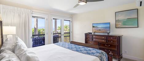 Lejlighed - flere senge - balkon - havudsigt (Maui Hill 116) | 3 soveværelser, individuelt design, individuel indretning, sengetøj