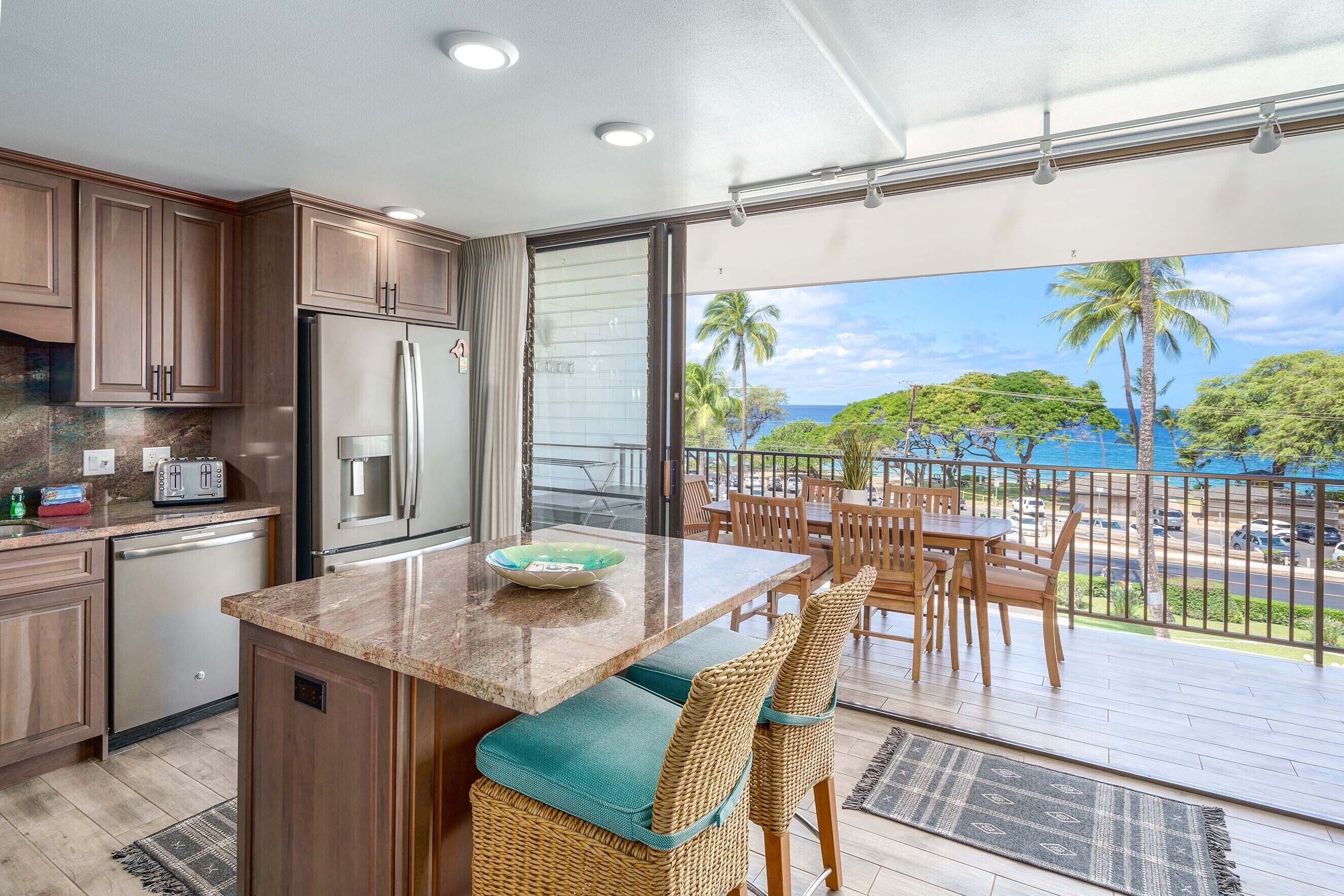 Condo, Multiple Beds, Balcony, Ocean View (Maui Parkshore 410) | Private kitchen | Coffee/tea maker, dining tables