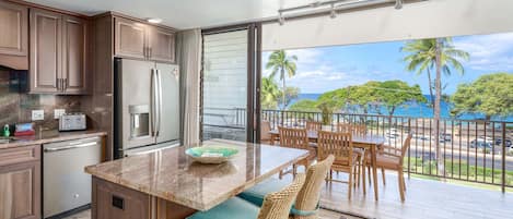 Condo, Multiple Beds, Balcony, Ocean View (Maui Parkshore 410) | Private kitchen | Coffee/tea maker, dining tables