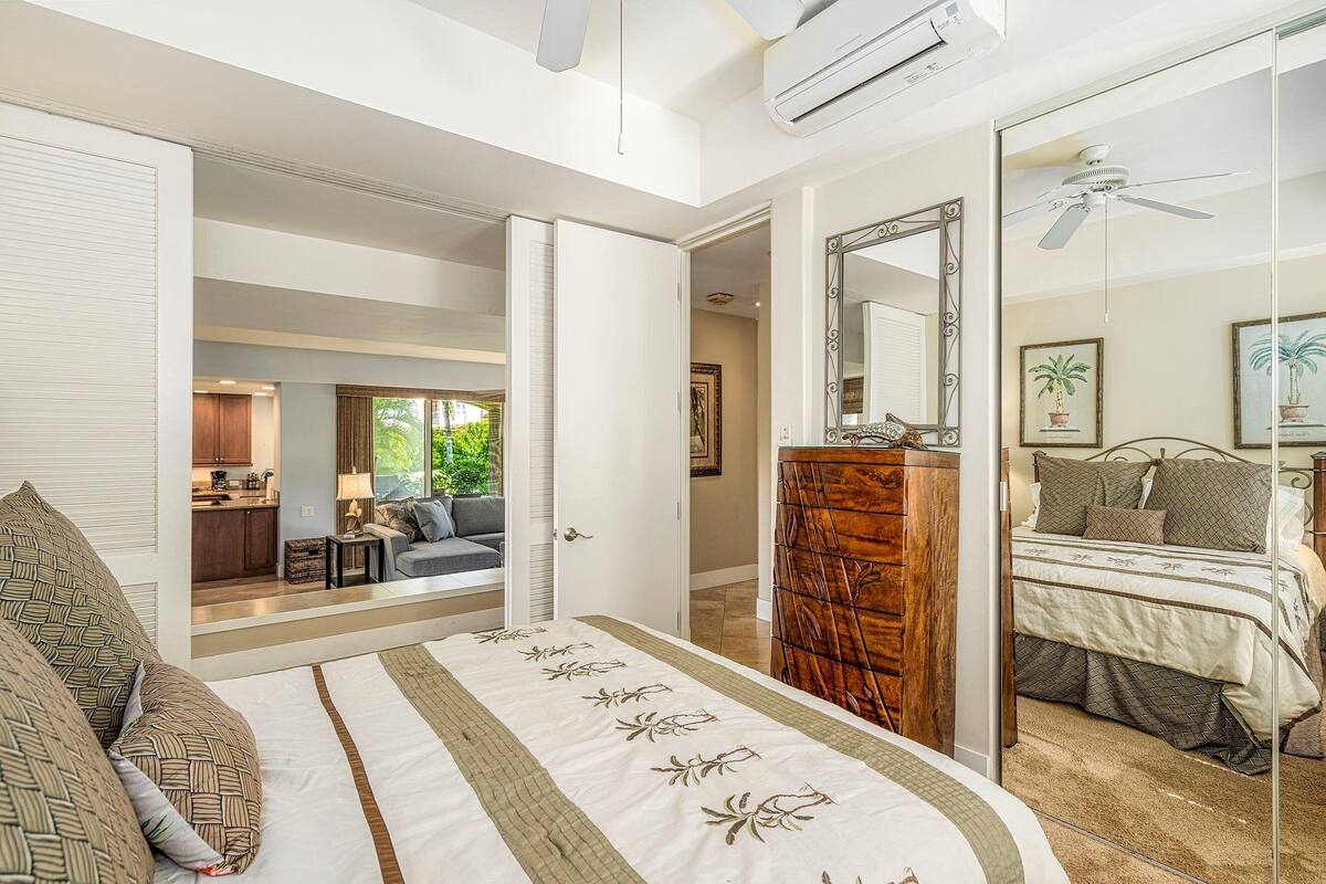 Condo, Multiple Beds, Balcony, Garden View (The Palms at Wailea 705) | 2 bedrooms, desk, laptop workspace, iron/ironing board