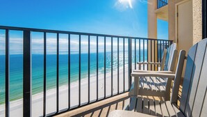 A balcony with a view of the beach and ocean. - Phoenix V 1411 Gulf Views & Resort Amenities (Orange Beach)
