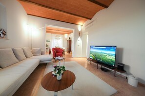 Smart TV, DVD player, video library, stereo - Villa Parigi, elegant designer Villa in Chianti, Pool & Concierge, WiFi, A/C (San Gusmé)