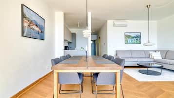 Departamento Premium, vista al mar | Área de sala de estar