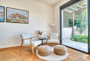 Departamento Premium, vista al mar | Área de sala de estar