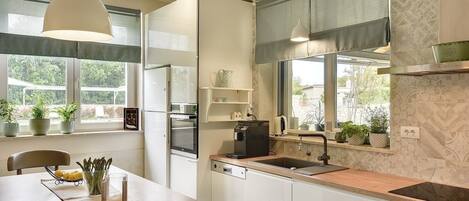 Fridge, microwave, stovetop, dishwasher