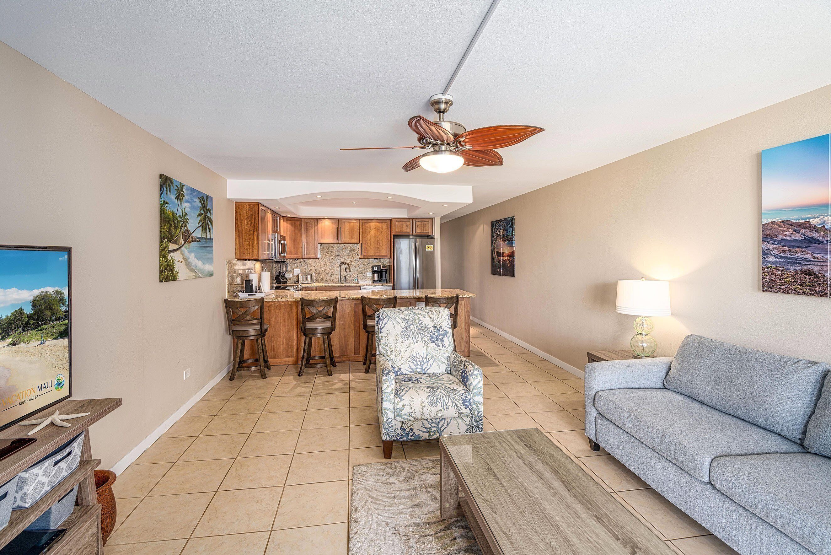 Condo, 1 King Bed with Sofa bed, Balcony, Garden View (Kamaole Sands 5-303) | Living area