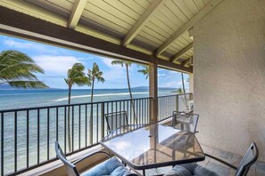 Condo, Multiple Beds, Balcony, Ocean View (Lauloa 410) | Outdoor dining - Lauloa 410 - Top Floor, Oceanfront Lanai, Molokini & Halaeakala Views, Split A/C (Wailuku)