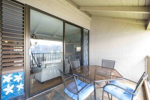 Condo, Multiple Beds, Balcony, Ocean View (Lauloa 410) | Outdoor dining - Lauloa 410 - Top Floor, Oceanfront Lanai, Molokini & Halaeakala Views, Split A/C (Wailuku)