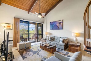 Condo, Multiple Beds, Balcony, Ocean View (Kamaole Sands 4-409) | Living area - Experience Kamaole Sands 4-409 - Ocean Views, Spacious, Renovated, Wi-fi, AC! (Kihei)