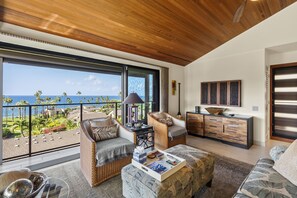 Apartment, 1 King Bed, Balcony, Ocean View (Wailea Elua Village 204) | Living area - Wailea Elua 204 - Luxury 1br, 2BA Condo, Stunning Ocean Views & Modern Upgrades (Kihei)