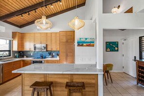 Condo, 1 King Bed with Sofa bed, Balcony, Ocean View (Wailea Ekolu 1204) | Private kitchen | Coffee/tea maker, dining tables - Wailea Ekolu 1204 - Modern Ocean View Condo w/ Large Lanai, King Bed, & Split AC (Kihei)