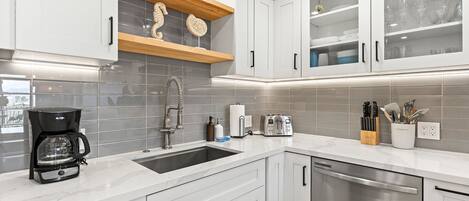 Condo, Multiple Beds, Balcony, Ocean View (Kamaole Sands 4-411) | Private kitchen | Coffee/tea maker, dining tables