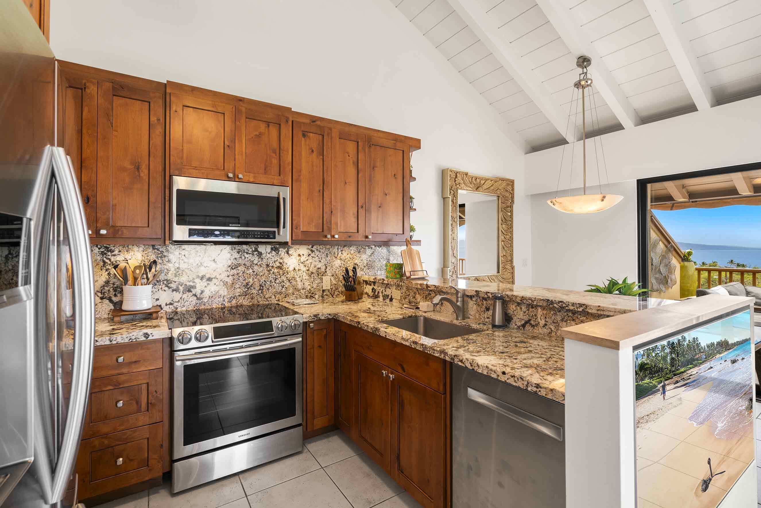 Leilighet, flere senger, balkong, havutsikt (Maui Kamaole A-206) | Eget kjøkken | Kaffetrakter/tekoker og spisebord