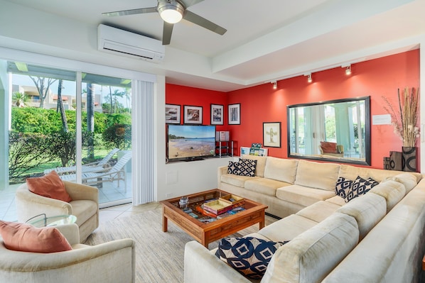 Condo, 1 King Bed with Sofa bed, Balcony, Garden View (The Palms at Wailea 801) | Living area - Tropical Paradise in Luxurious 1br, 2ba Ground Floor Unit, Garden View, Palms 801 (Kihei)