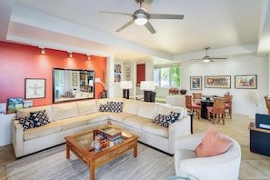 Condo, 1 King Bed with Sofa bed, Balcony, Garden View (The Palms at Wailea 801) | Living area - Tropical Paradise in Luxurious 1br, 2ba Ground Floor Unit, Garden View, Palms 801 (Kihei)