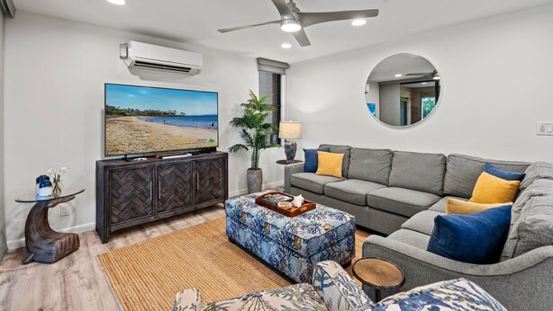 Condo, 1 giường cỡ king và sofa giường, ban công, quang cảnh biển (Wailea Ekahi 24B) | Khu phòng khách