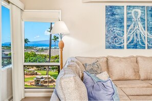 Condo, Multiple Beds, Balcony, Ocean View (Wailea Ekolu 510) | Living area - Wailea Ekolu 510 - Ocean Views, Private Lanais, Renovated 2-story With Split AC! (Kihei)