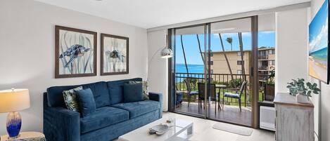 Condo, Plusieurs lits, balcon, vue sur lâocĂ©an (Kanai A Nalu 314) | Aire de sĂ©jour