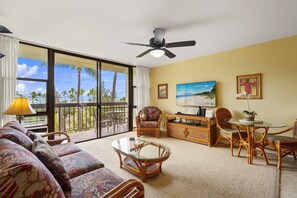 Condo, 1 Queen Bed with Sofa bed, Balcony, Ocean View (Maui Vista 1-308) | Living area - Maui Vista 1-308 - Steps From the Beach, Renovated, Ocean Views, New Windows, AC (Kihei)