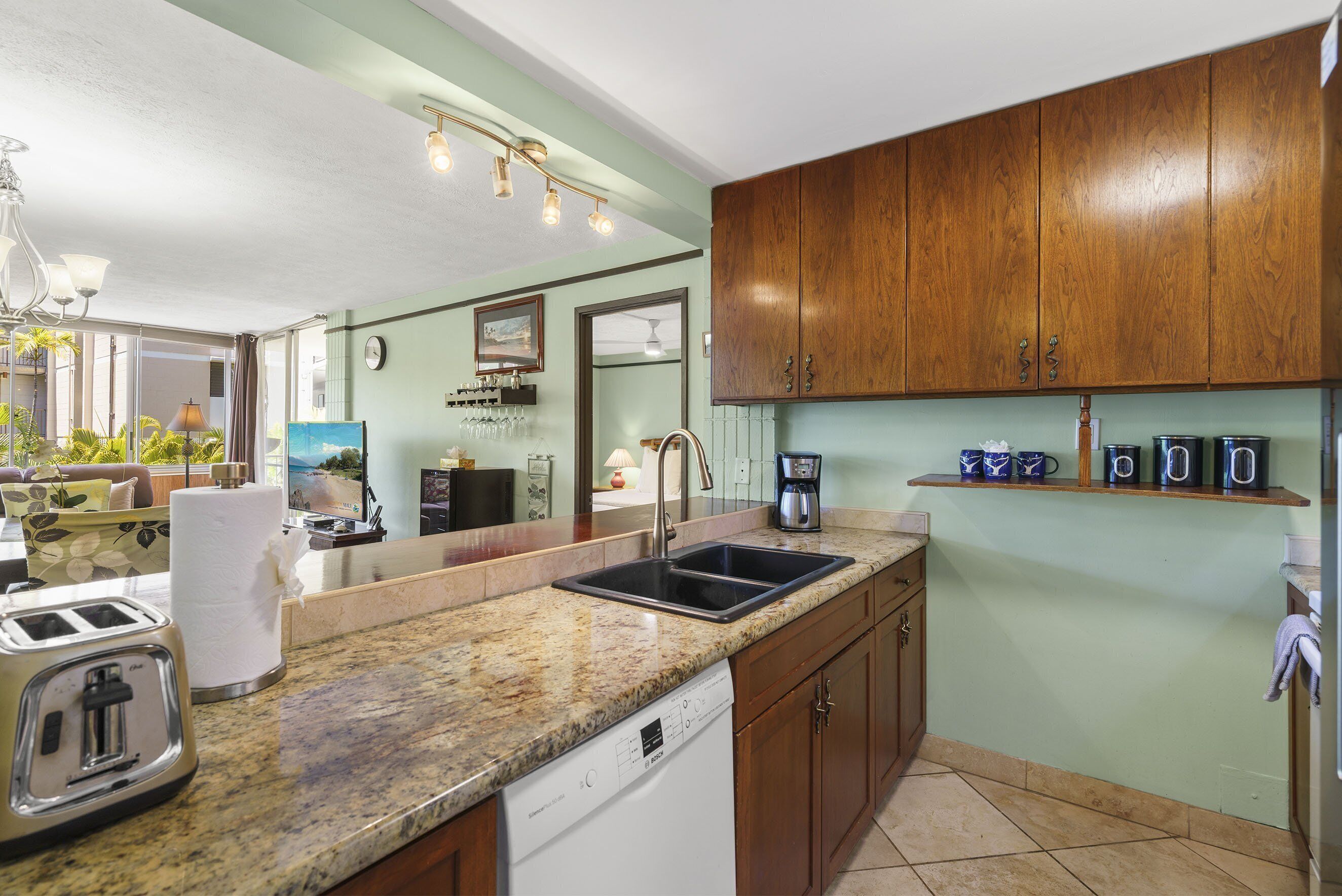Condo, Multiple Beds, Balcony, Ocean View (Haleakala Shores A-308) | Private kitchen | Coffee/tea maker, dining tables