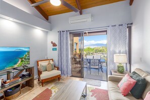 Condo, Multiple Beds, Balcony, Ocean View (Kamaole Sands 10-403) | Living area - Kamaole Sands 10-403 - Stunning Renovation - Penthouse Level - Split AC - Look! (Kihei)