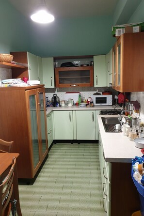 Kühlschrank, Mikrowelle, Ofen, Kochgeschirr/Geschirr/Besteck