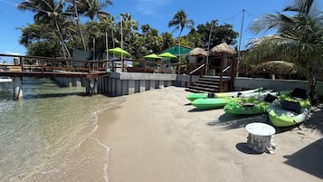 Private beach, sun loungers, beach umbrellas, scuba diving