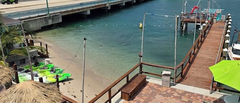 Private beach, sun loungers, beach umbrellas, scuba diving