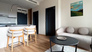 Standard Apartment | Living area | 55-inch TV with digital channels
