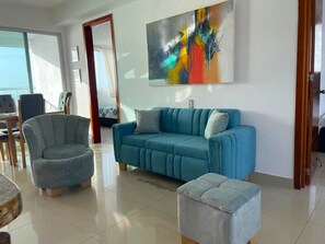Living area - Apartment in Bocagrande, in front of the sea. (Cartagena de Indias)