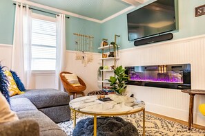 Living area - Pet-Friendly 2BR Home w/ Fenced Yard & Vaulted Screened Porch – Near Ft Bragg (Fayetteville)