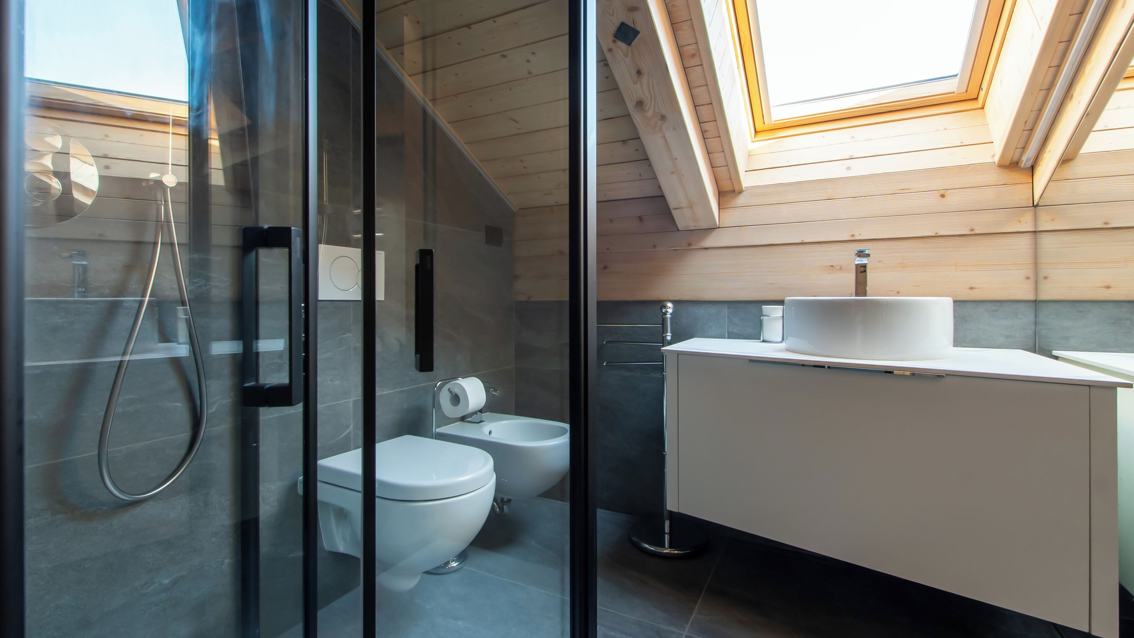 Dusche, Haartrockner, Bidet, Handtücher