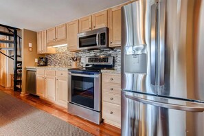 Condo, Multiple Beds, Mountain View (Wild Irishman 2 bed 1 and half bath W) | Private kitchen | Full-size fridge, microwave, oven, stovetop