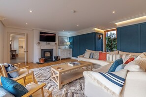 Smart TV, fireplace, video games, books