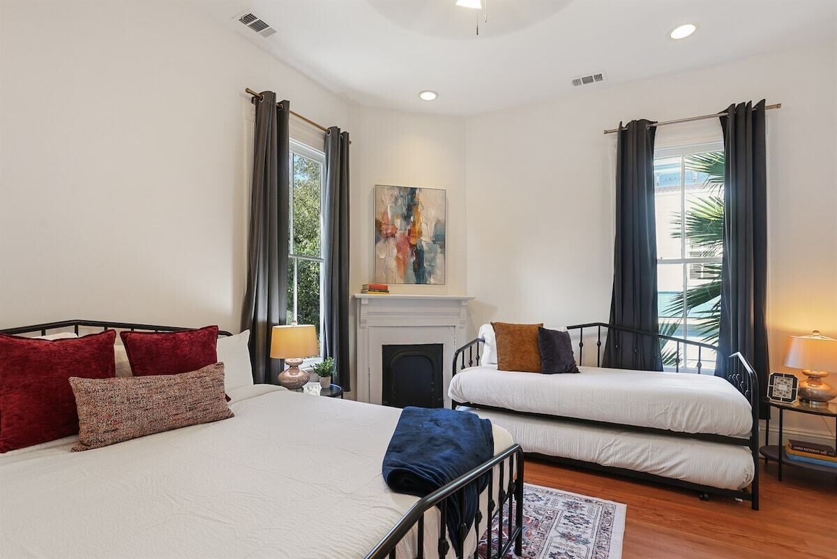 Stretch out or snuggle up—this spacious room sleeps everyone in style.