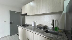A modern kitchen with granite countertops, stainless steel appliances, and light wood cabinetry. - Apartment 3 Bedrooms - Swimming Pool - City View (Armenia)