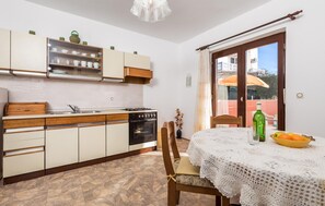Fridge, stovetop, cookware/dishes/utensils