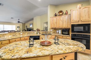 Fridge, microwave, oven, stovetop - Luxe Pool, BBQ & Backyard Paradise! (Goodyear)