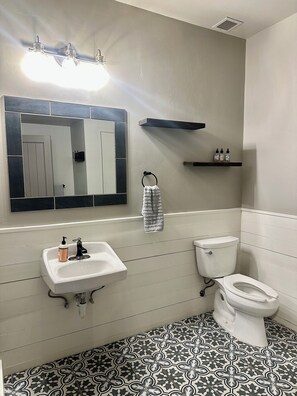 Ducha, toallas, jabón, papel higiénico