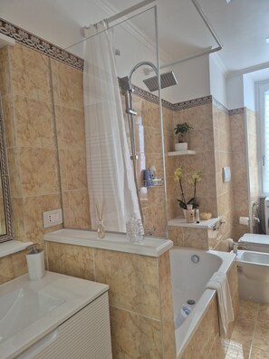 Asciugacapelli, bidet, asciugamani, sapone