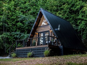 Exterior - Intimate A-frame with hot tub and outdoor shower tucked in the woods (Seymour)