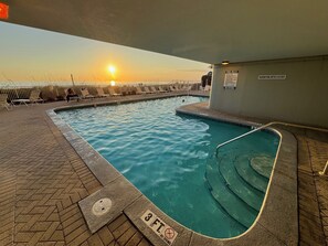 Outdoor pool, a heated pool - Direct Beachfront, Largest Balcony,4BR-4Ba, Bunks, 2 Master Beds, Full Remodel (Panama City Beach)