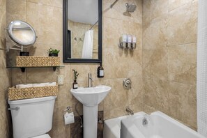 Shower, hair dryer, towels, soap - Central Midtown 1BR | Walk to Times Square! (New York)