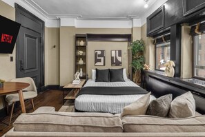 1 dormitorio, tabla de planchar con plancha, cuna de viaje y wifi gratis